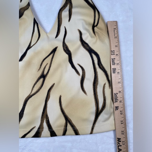 Women’s Cache Size 4 Made in USA Cream Tiger Stripe Halter top - Picture 6 of 13